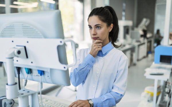 serious female scientist