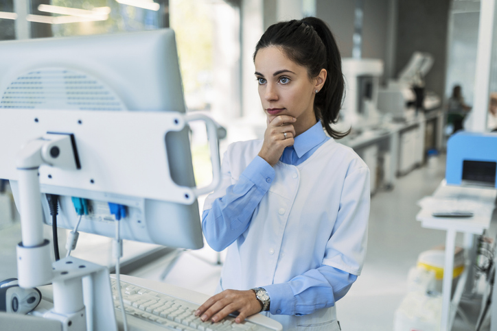 serious female scientist