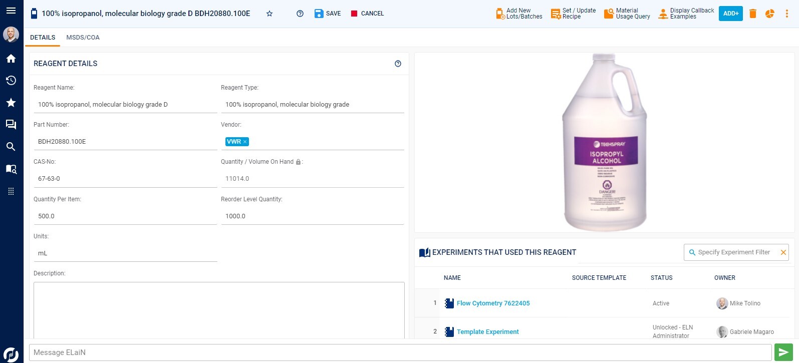 LIMS system inventory management