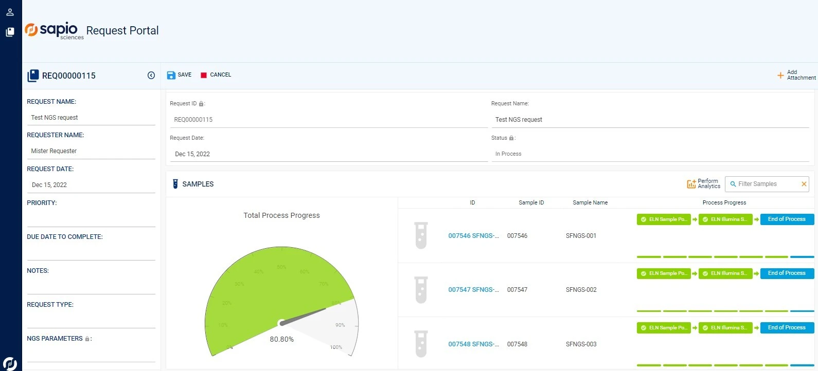 User portal in a modern LIMS system