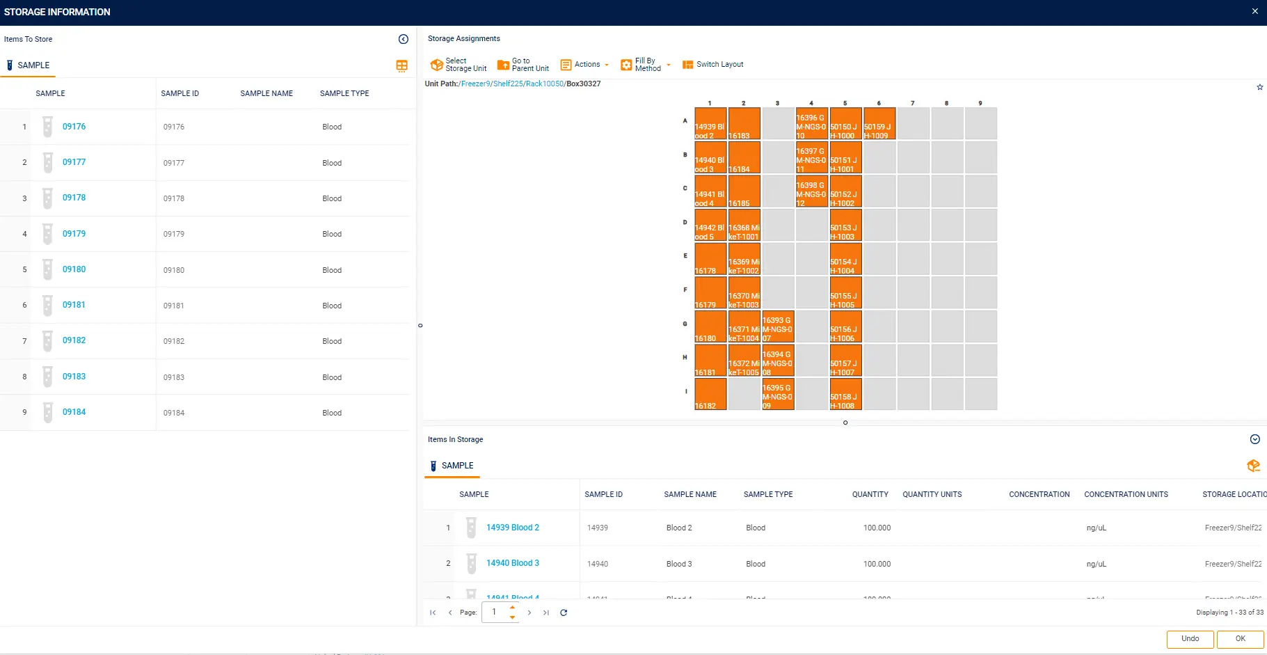 Storage organization in a modern LIMS system