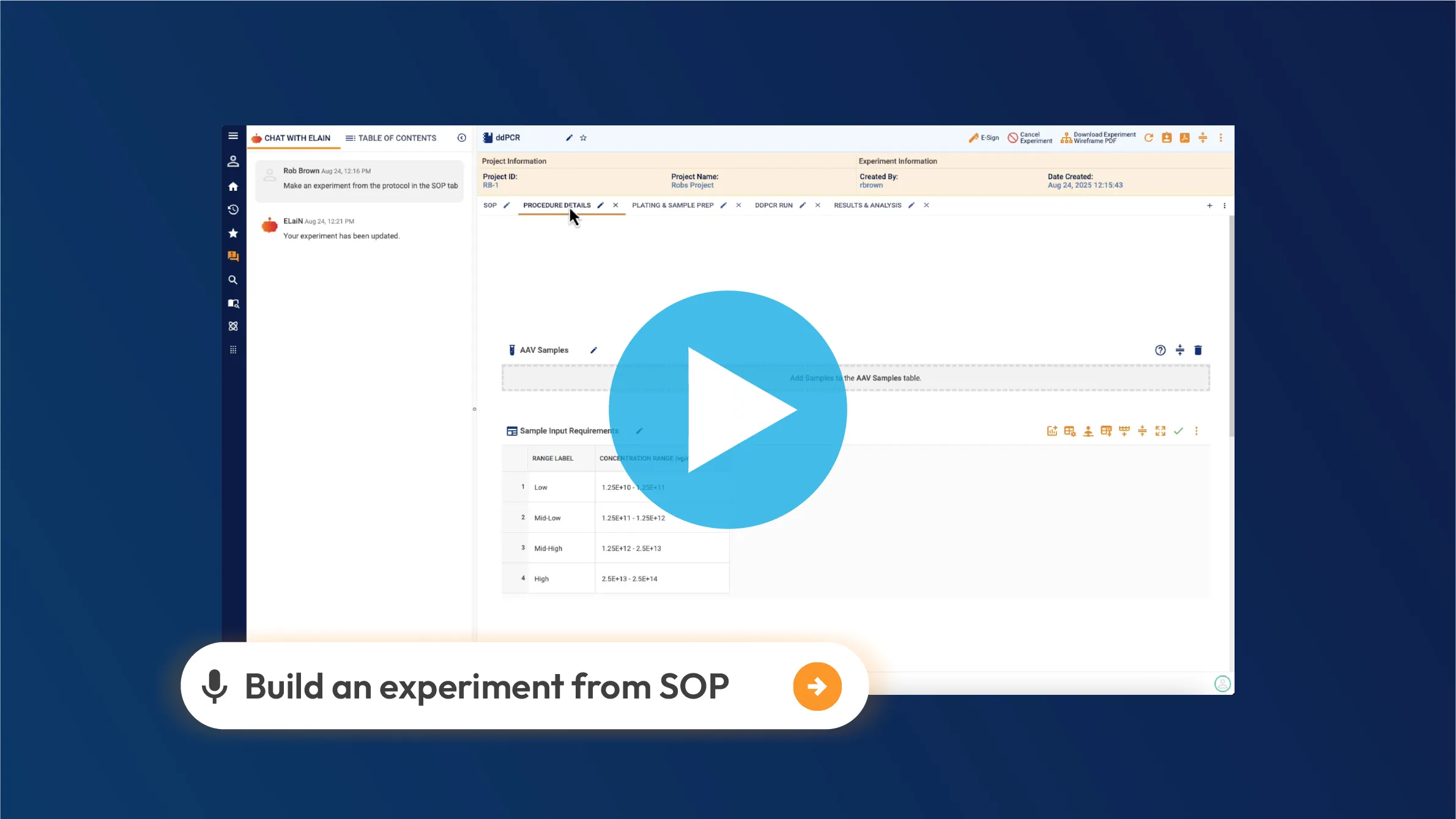 sapio usecase screens build from sop