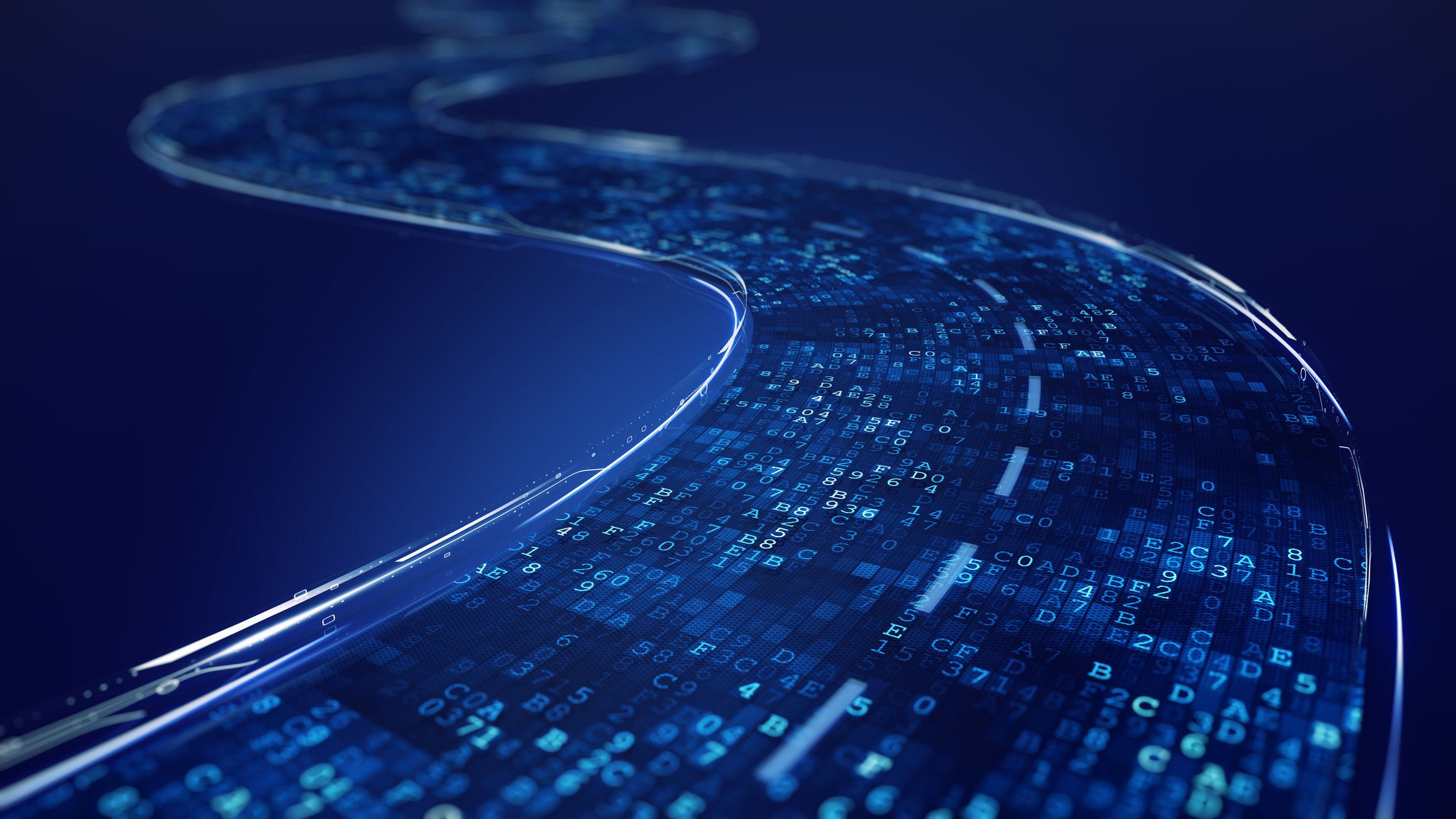 digital road digital code road concept 3d illustration